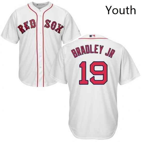 Youth Majestic Boston Red Sox 19 Jackie Bradley Jr Authentic White Home Cool Base MLB Jersey